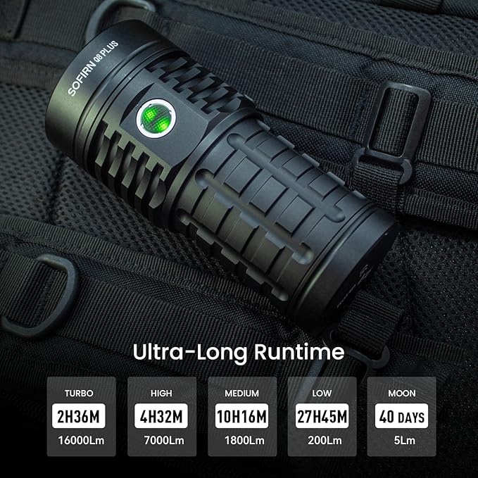 sofirn Q8 Plus Powerful Flashlight max 16000 Lumens, Max 554 Meters Beam Distance, High Powered 6* LED, Anduril 2 UI, Water Resistance, for Hunting, Searching, Survival Kit, Emergency