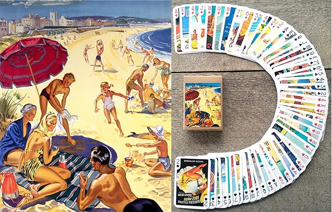ON The Beach Travel Posters Playing Cards (Poker Deck 54 Cards All Different) Vintage Retro Classic Travel Posters Britain USA