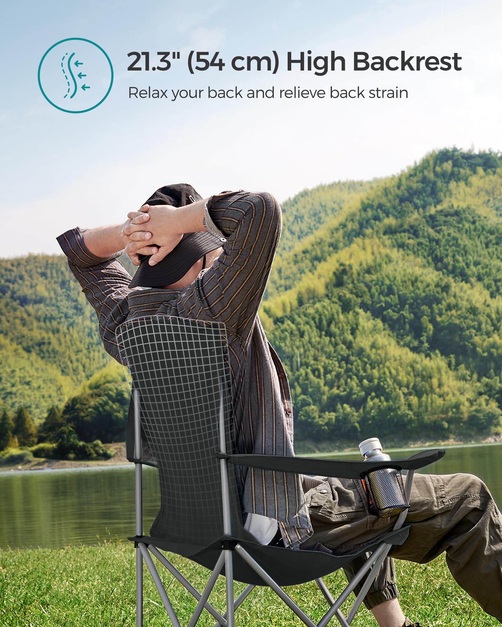 SONGMICS Folding Camping Chairs, 2 Pack, 330 lb Capacity
