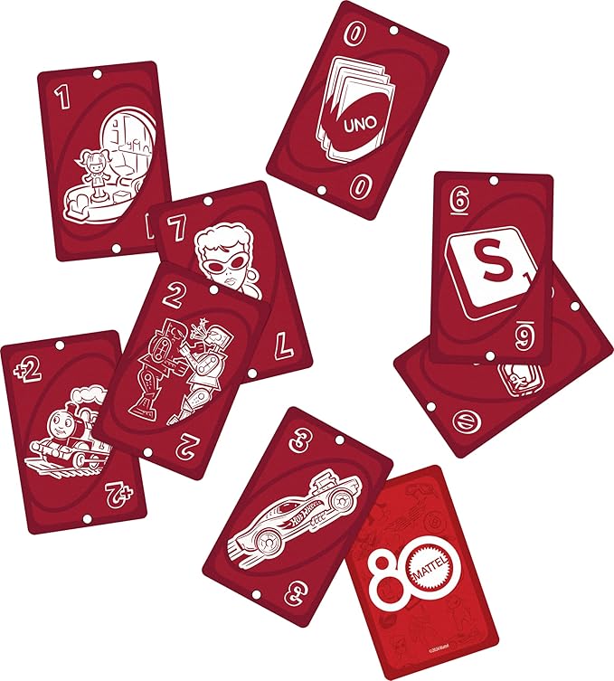 Mattel Games UNO Mattel 80th Ruby Red Card Game for Kids, Adults & Family Nights, Game Nights, Travel, Camping & Parties.