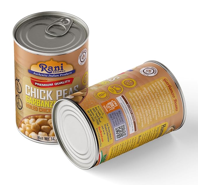 Rani Chick Peas, Garbanzo Beans (Boiled Chick Peas in Brine) Kabuli Chana 14oz (400g) Pack of 12 ~ Easy Open Can | All Natural | Vegan | Gluten Friendly | NON-GMO | Kosher | Indian Origin