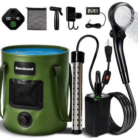 Motivekit™ Portable Camping Shower | 6.6 Gallons Foldable Bucket, 6000mAh Shower Pump, 6' 7" Shower