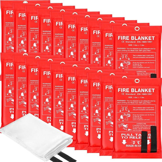 Macarrie 20 Pack 39??x 39??Fire Blanket Emergency for Home and Kitchen Safety Suppression Blanket Fiberglass Fireproof Survival for Fireplace Car Office Camping (Red)