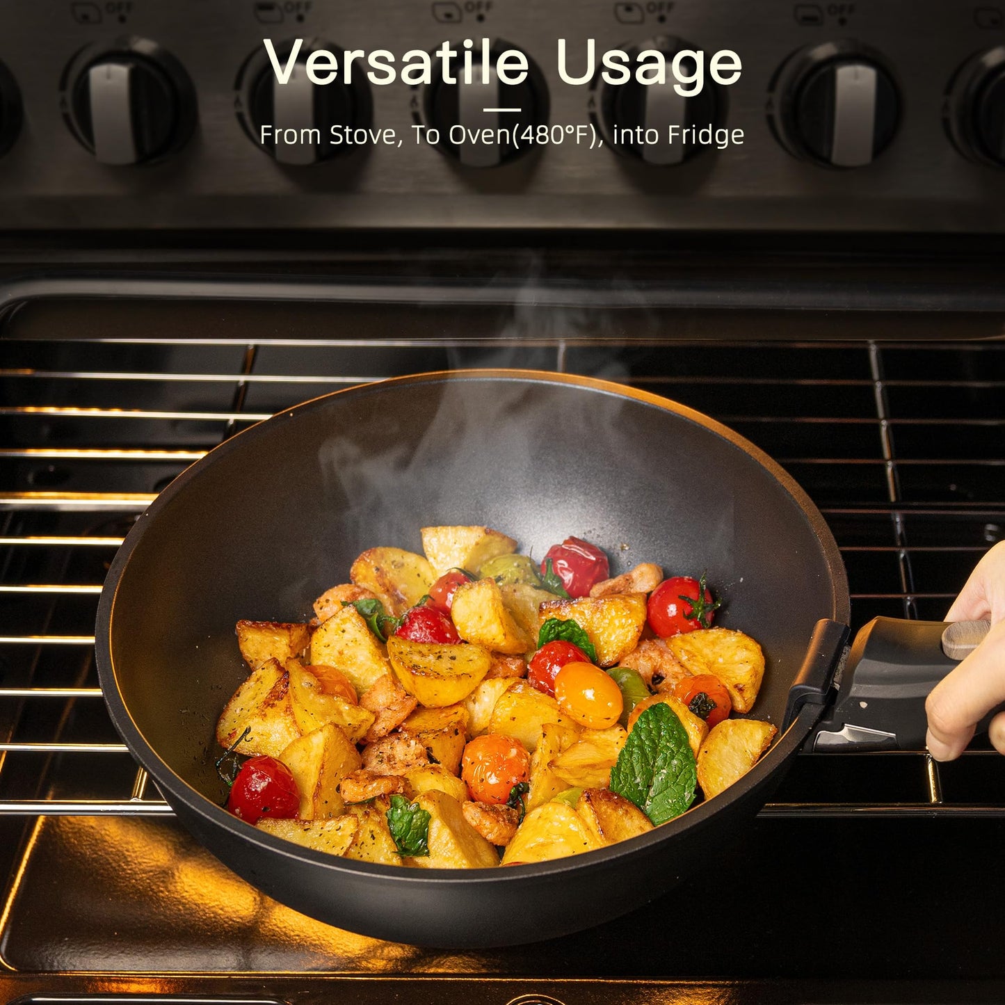 Astercook 21 Pcs Pots and Pans Set Non Stick, Ceramic Cookware Set Detachable Handle, RV Kitchen