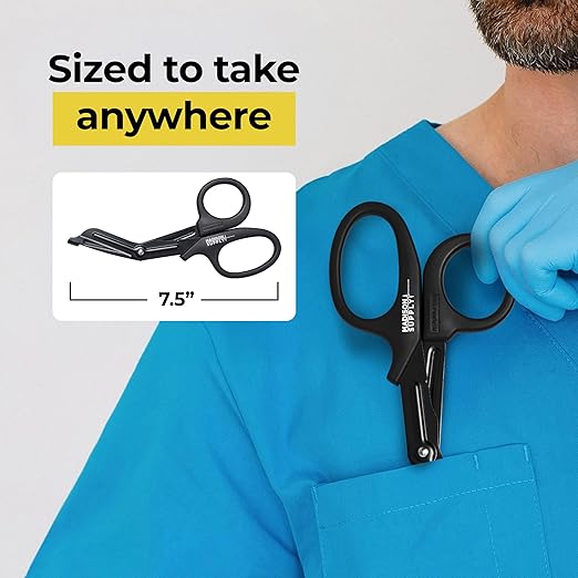 Madison 2 Pack Supply Lefthand Scissors - Black Stainless Steel with Teflon Surface, PP Handler on-Stick Coated Blades Medical Scissors - Durable Fluoride-Coated Trauma Shears - Black