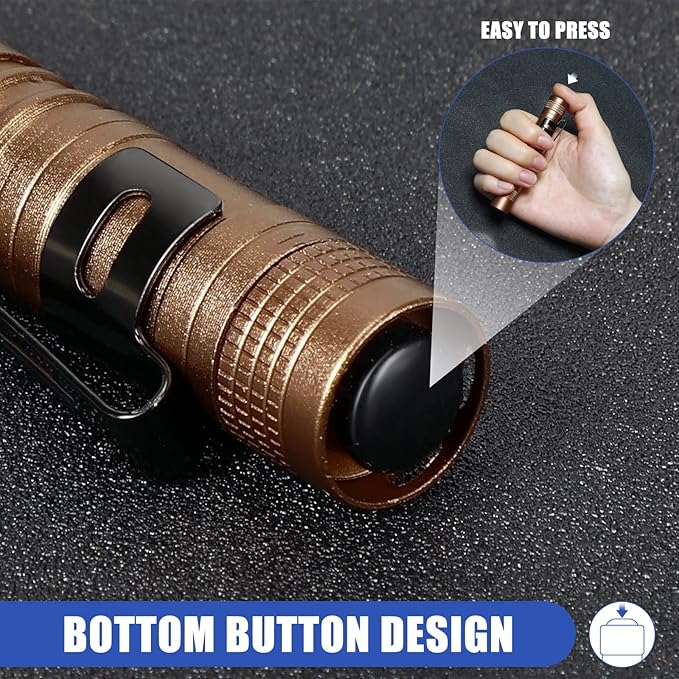 Hortsun 10 Pcs Mini Flashlight Bulk LED Pen with Pocket Small Flashlight with Clip for Outdoor Father's Day Gift for Men(3.54 Inch,Brown)