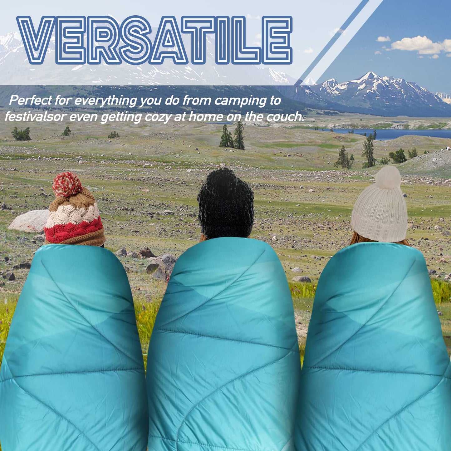 Outdoor Puffy Camping Blanket, Large Outdoor Blanket Waterproof, 55*79''