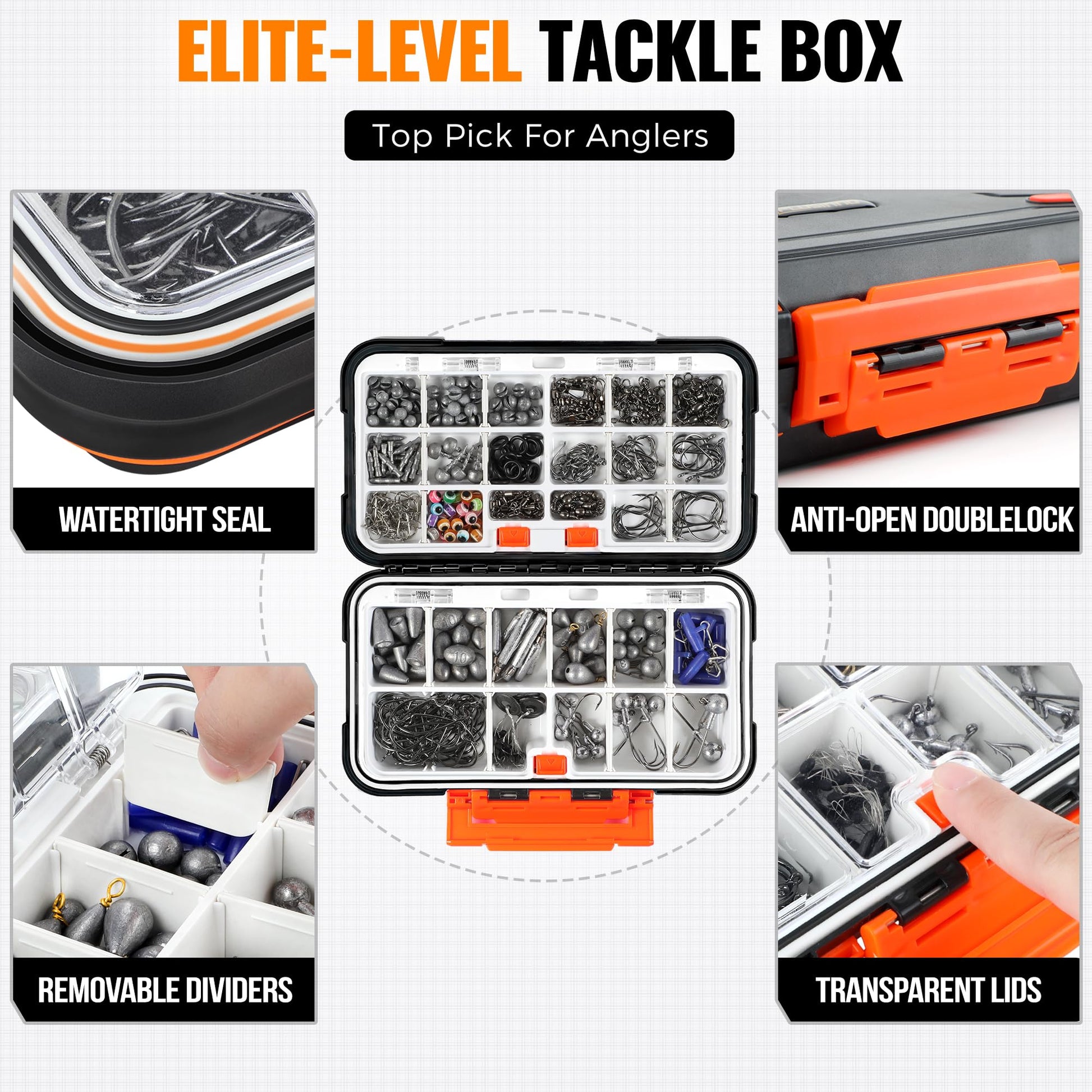 PLUSINNO 264/397pcs Fishing Accessories Kit, Organized Fishing Tackle Box with Tackle Included