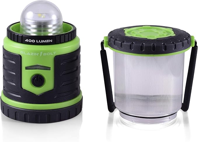 Blazin Bolt Rugged USB Rechargeable Lantern | 6000mAh Power Bank | 400 Lumen | 400 Hours of Light | 6 Modes | Camping, Emergency, Power Outage, Storm, Blizzard, Hurricane Survival