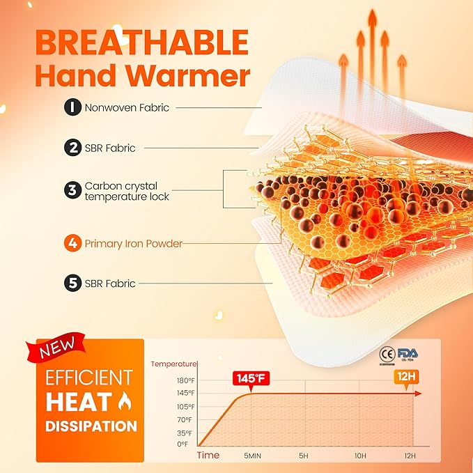 Hand Warmers Disposable 500/375/240/125/90/55/30 Pcs, Long-Lasting Up to 12 Hours for Warm Body, Safe Portable Hand Warmers for Camping, Fishing, Winter for Women Men Mom Dad