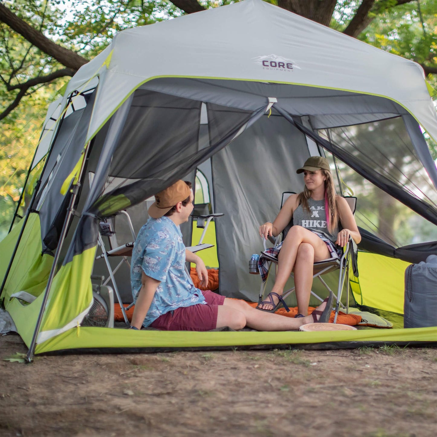 CORE 9 Person Instant Cabin Tent | Large Multi Room Family Pop Up Tent for 2 Minute Camp Setup |