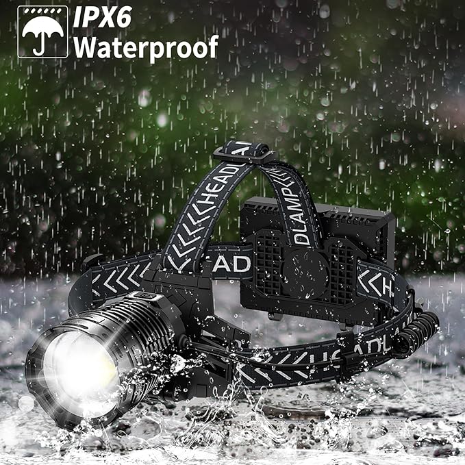 Cinlinso Headlamp Rechargeable, 2 Pack 99,000 Lumens Super Bright LED Head Lamp with 4 Modes, 90° Adjustable Head Lights for Forehead, IPX6 Waterproof HeadLamps for Adults Camping Hunting