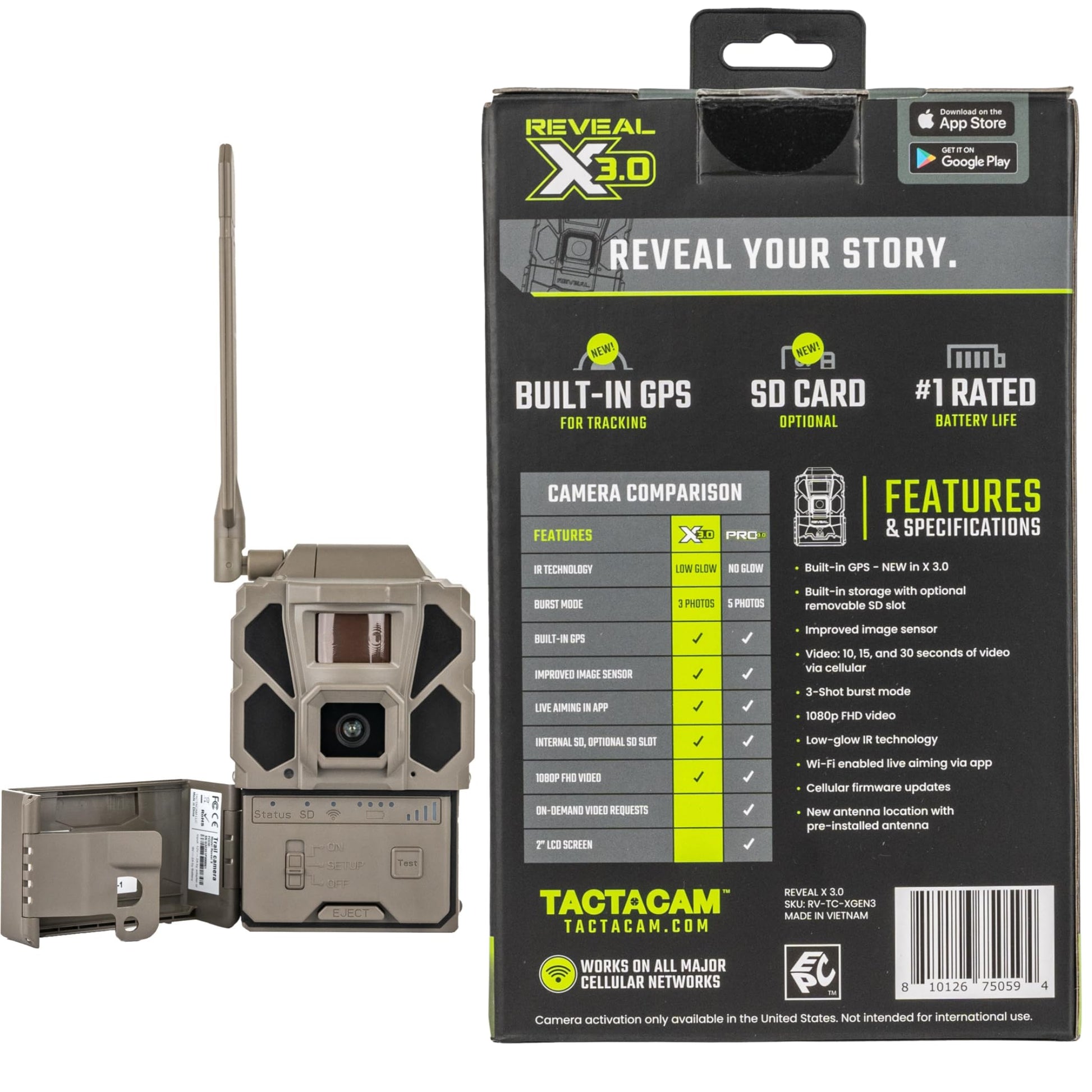 TACTACAM Reveal X 3.0 Cellular Trail Camera, Night Vision, Waterproof