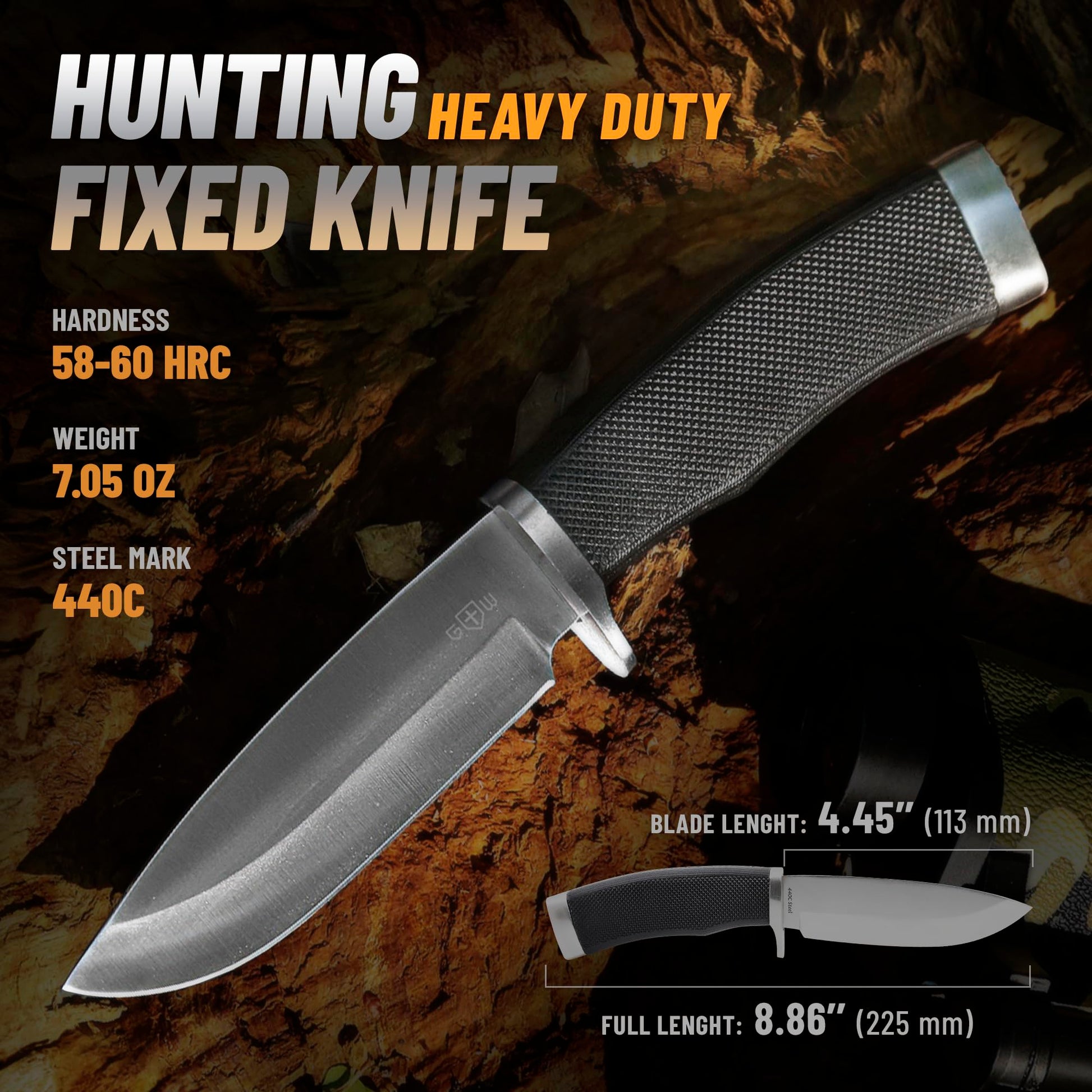 Hunting Knife with Sheath Survival Knives for Men - Best Tactical Camping Hunting Hiking Knife