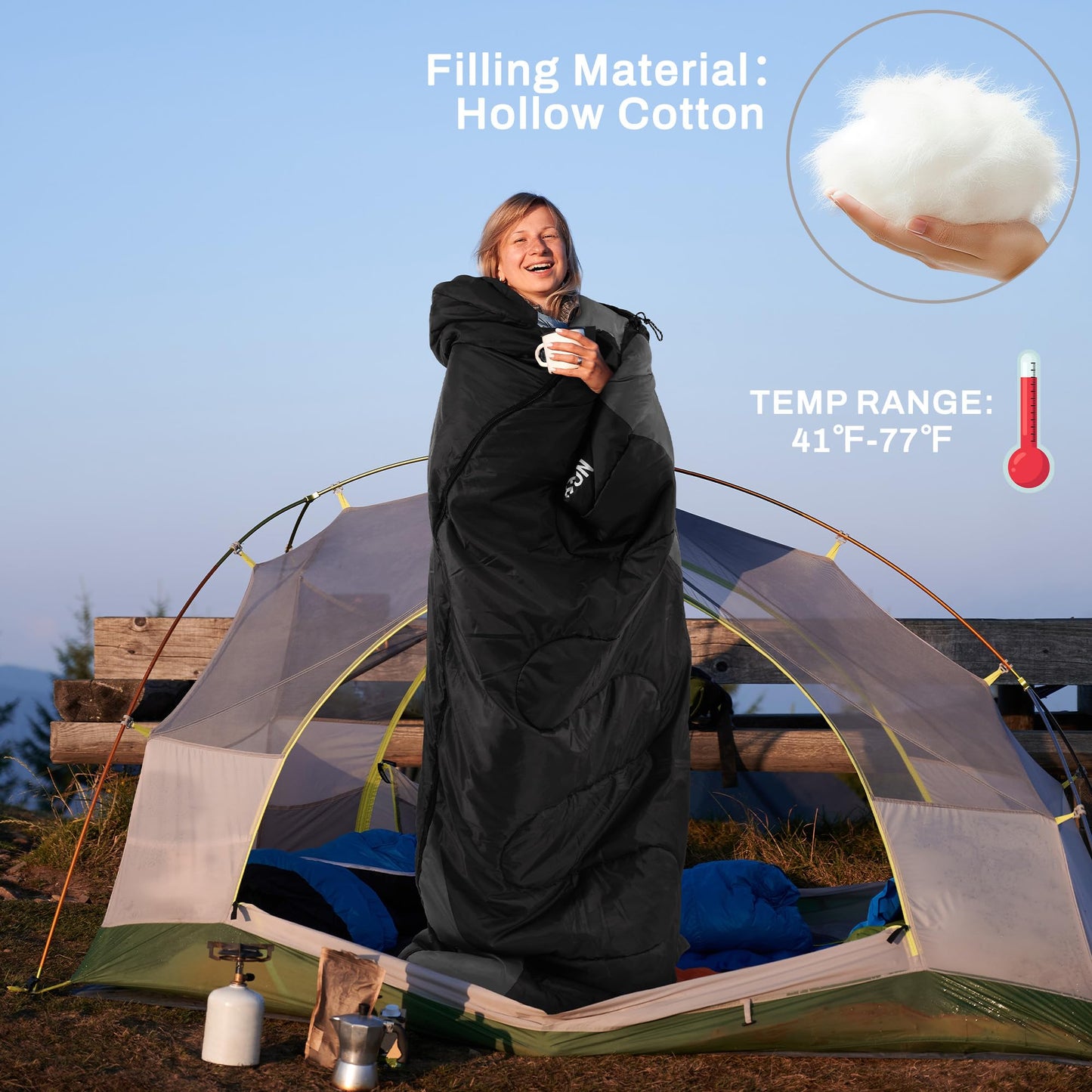 Elevon Sleeping Bag for Adults Teens Kids Cold Warm Weather, Portable Waterproof & Lightweight