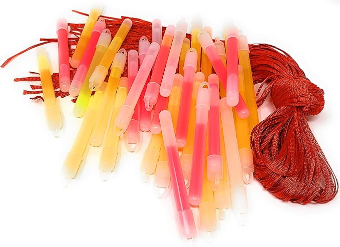 Bulk 120 Piece 4" Glow Stick with Cord Assortment - Ideal For Halloween, New Years Eve, Dances or Emergencies