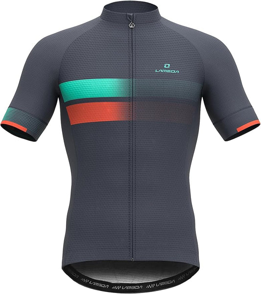 LAMEDA Men's Cycling Jersey Breathable Lightweight Bike Jersey Short Sleeve Quick Dry Moisture Wicking Biking Shirts