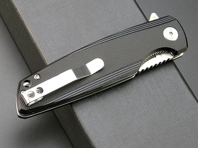 Eafengrow EF230 Folding Knife D2 Steel Blade G10 Handle Scales EDC Tool Knives for Outdoor Camping Hiking Working(black)