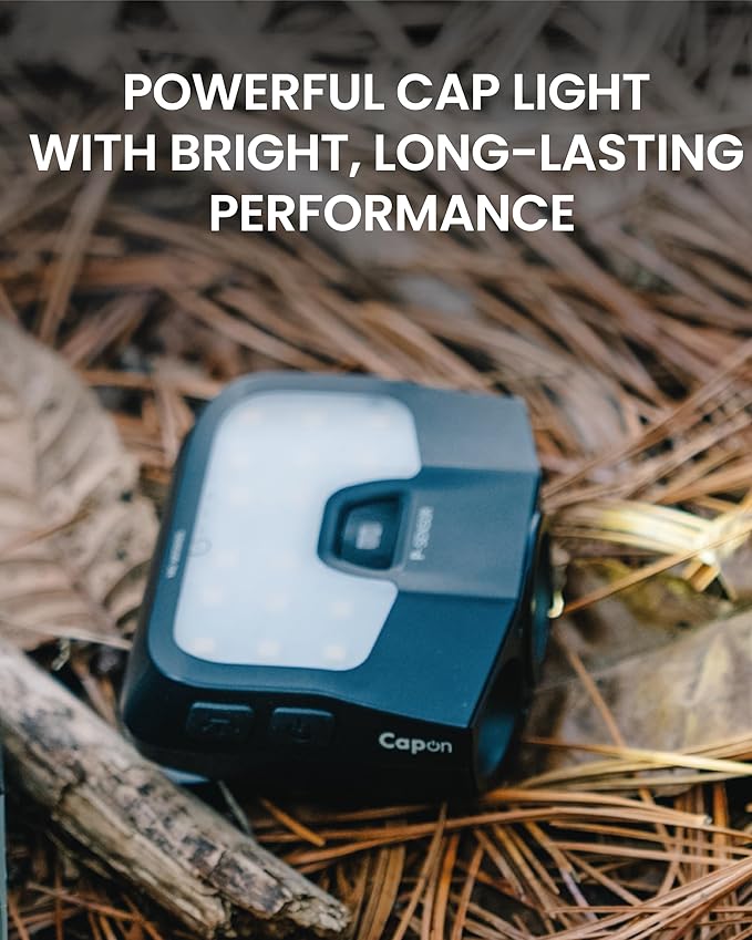 Claymore Capon 200H (Black) - LED Rechargeable Clip-On Cap Headlamp, Lightweight Hat Light for Camping, Running, Hiking, Emergency & Industrial Use, Waterproof, USB-C, 55 Hours of Battery Life.