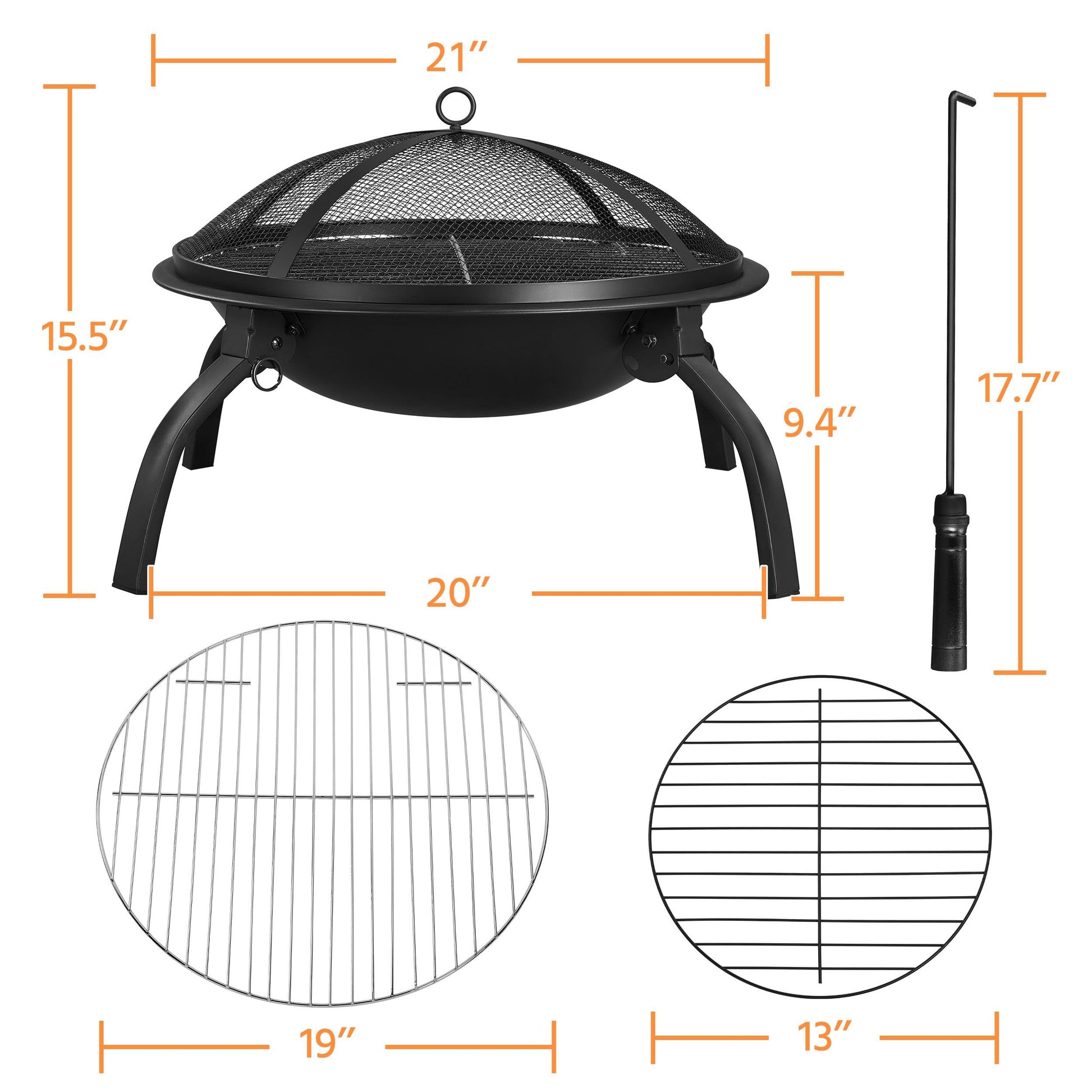 Yaheetech 21inch Fire Pit Portable Folding Steel Fire Bowl Garden Treasures Fire Pit for Outside