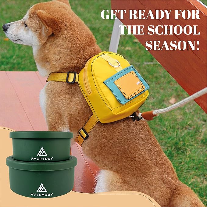 AVERYDAY 30 Oz Travel Dog Bowls with Lids, 2-in-1 Portable Pet Bowls for Food and Water, Leakproof Travel Dog Food & Water Bowl for Outdoor, Camping, Travel Dog Feeding Bowl, Daycare Pet Bowls