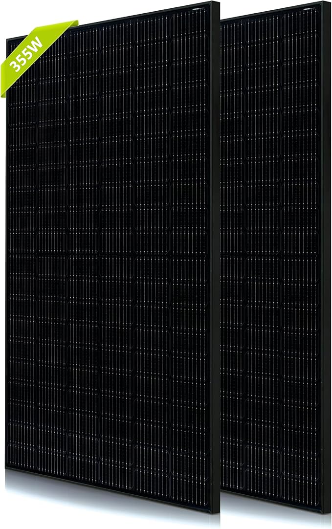 2PCS Solar Panels 360 355 Watt 24 Volt, Total 720W High-Efficiency Half Cell Monocrystalline PV Module Power Charger for RV Marine Rooftop Farm Battery and Other Off-Grid Applications, 2-Pack