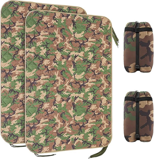 Barydat 80 x 60 Inch Woobie Military Poncho Liner Woobie Blanket Waterproof Thermal Poncho Liner with Bag Camo for Outdoor Camping Hunting Hiking