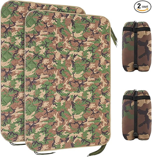 Barydat 80 x 60 Inch Woobie Military Poncho Liner Woobie Blanket Waterproof Thermal Poncho Liner with Bag Camo for Outdoor Camping Hunting Hiking