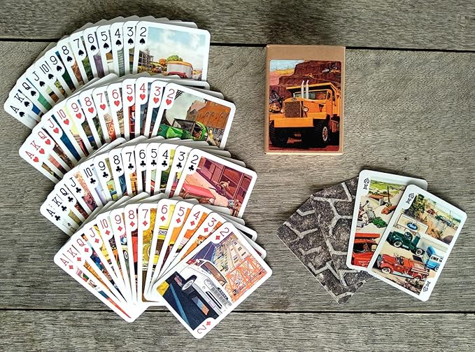 Heavy Trucks Playing Cards (Poker Deck 54 Cards All Different) Vintage Retro Automotive Posters Trucks Commercial Machinery