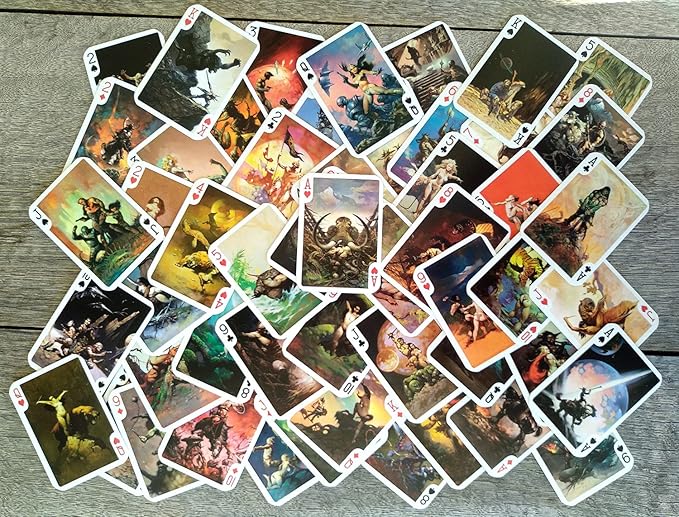 SciFi FANSTASY Playing Cards (Poker Deck 54 Cards All Different) Vintage Retro Fantasy SciFi Magazine Covers Comic Art by Frank Frazetta