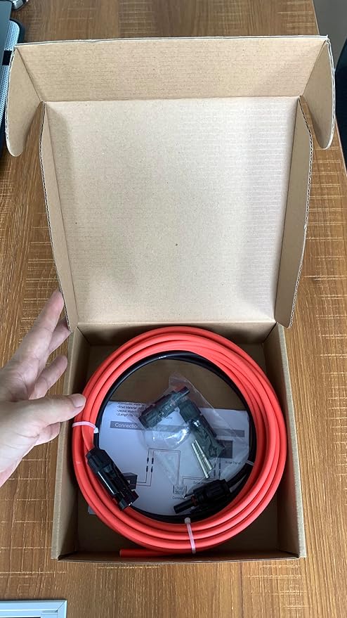 12AWG Solar Panel Extension Cable 30FT 4mm² with Female and Male Connector Solar Panel Cable for Solar Panels Solar Controllers (30FT Red + 30FT Black)