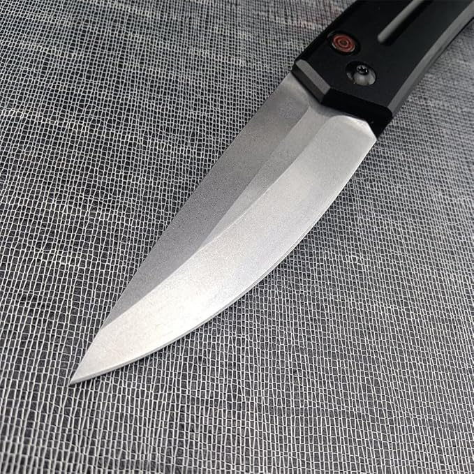 3.31'' D2 Steel Blade Aluminum Handles Speed Safe Botton Fast Opening Folding Knife with Pocket Clip, Camping EDC Tools, Survival Knives, Christmas Gift for Men and Women (White Full Blade)