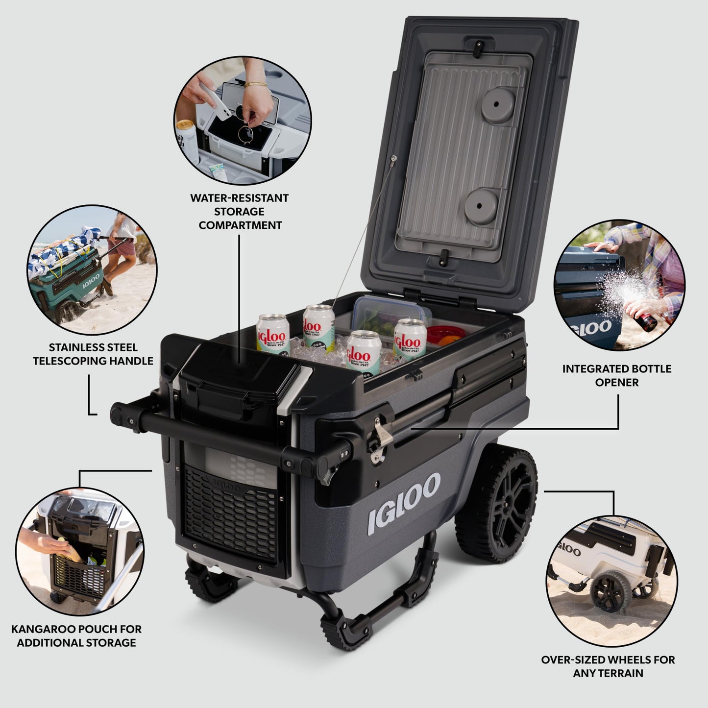 Igloo Trailmate Journey 70 Qt Cooler, Carbonite