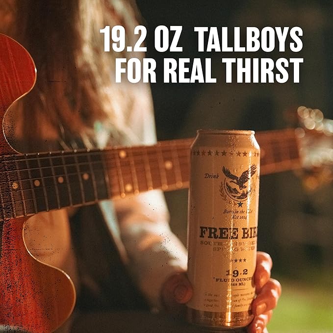 Free Bird, Sparkling Southern Spring Water, 12-Pack (19.2oz Tallboy Cans) ??Unflavored Carbonated Zero Sugar, Crisp & Bubbly, Blue Ridge Mountain Water