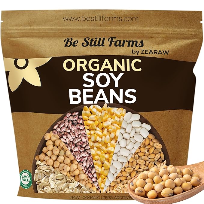 Be Still Farms Organic Soybeans - Soy Beans Dry (2.8 lb) aka Soya Nuts - Great for Edamame, Soy Milk, Tofu - High in Protein & Fiber | USA Grown | USDA Certified | Vegan | Non-GMO | Gluten Free