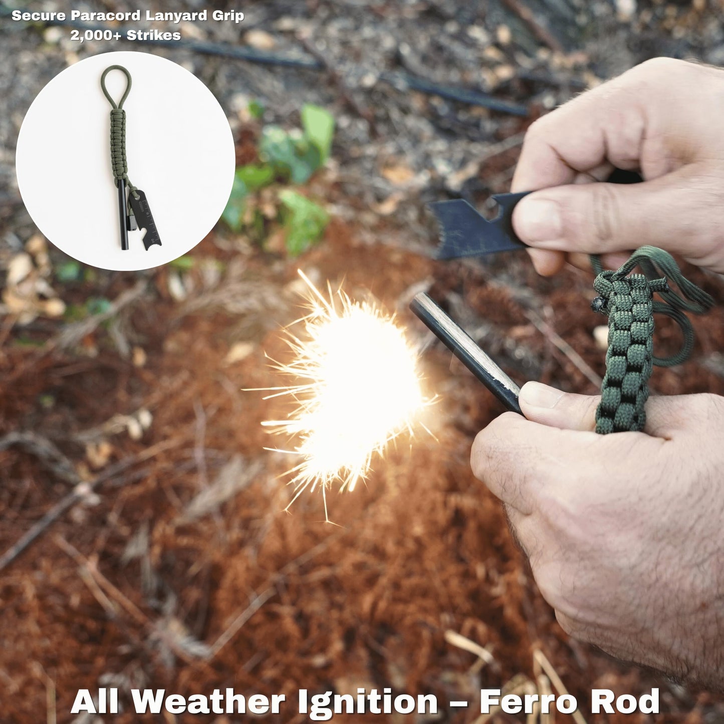 TinFerno Fire Starting Kit – 100pc Fire Starter for Campfires, Ferro Rod, Magnesium Flint, Char