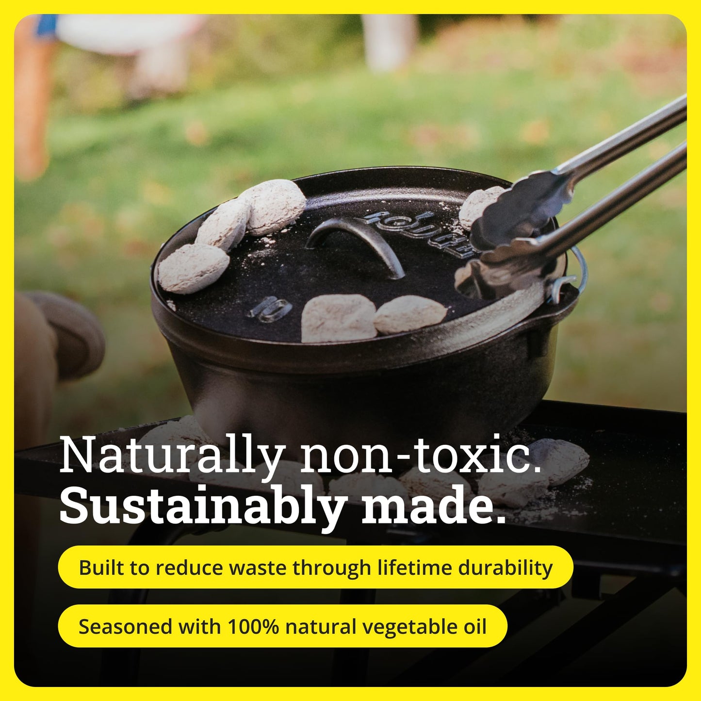 Lodge Seasoned Cast Iron Camp Dutch Oven with Lid - 4 Quart - Dual Handles - Seasoned Cast Iron