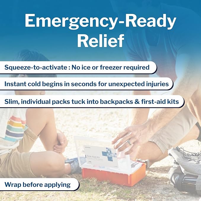 McKesson Instant Cold Packs 4" x 6" [24 Pack] - Instant Ice Packs for Injuries Disposable, Pain Relief, Swelling, Sprains - Travel Cold Compress for Sports, First Aid, Toothache