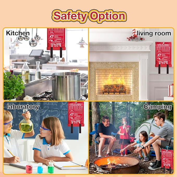 10 Pack Fire Blanket Emergency for Home Kitchen, 39 x 39 Large Emergency Fire Suppression Blankets Fiberglass Flame Retardant Protection for Home Kitchen Car Office Warehouse Camping Safety