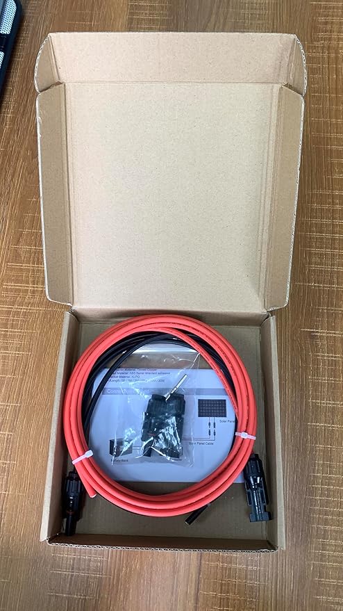 12AWG Solar Panel Extension Cable 6FT 4mm² with Female and Male Connector Solar Panel Cable for Solar Panels Solar Controllers (6FT Red + 6FT Black)