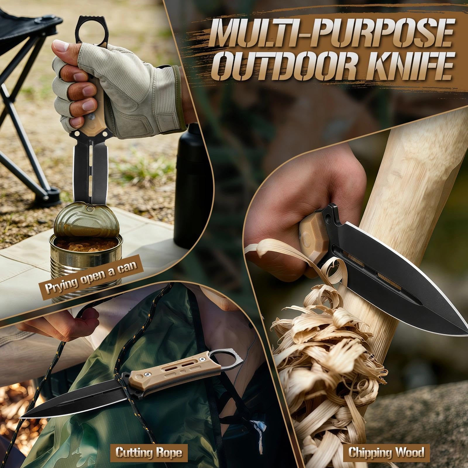 Freelander Tactical Fixed Blade Knife with Sheath - Survival Knives for Men