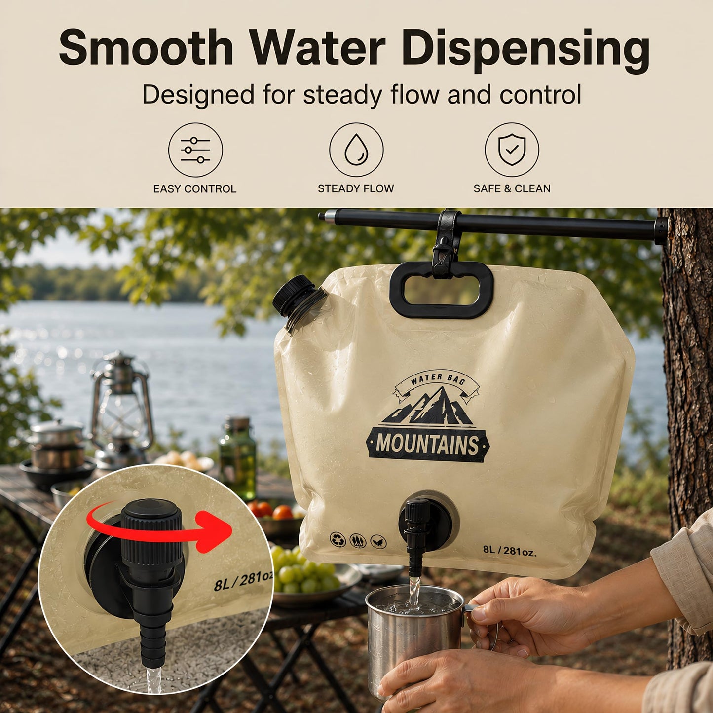 MIAJO Collapsible Water Container Portable Water Jug with Spigot for Camping, Foldable Hiking Gear