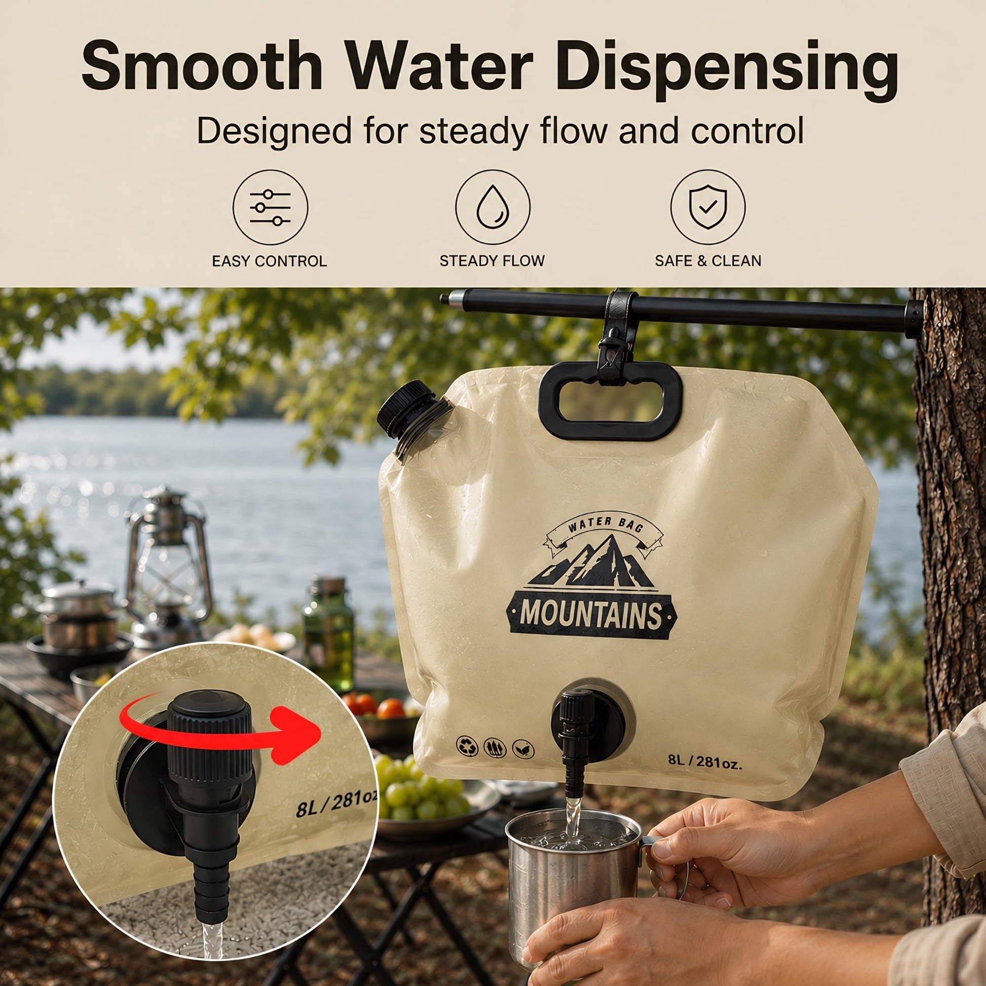 MIAJO Collapsible Water Container Portable Water Jug with Spigot for Camping, Foldable Hiking Gear