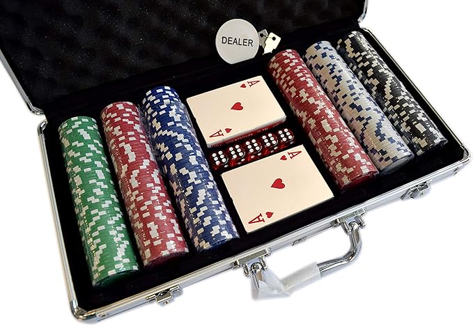 HAN'S DELTA Poker Chip Set 11.5 Gram for Texas Holdem, Blackjack, Casino Gambling with Aluminum Case, Cards, Dealer Button (Choose 300 or 500 Chips Set)