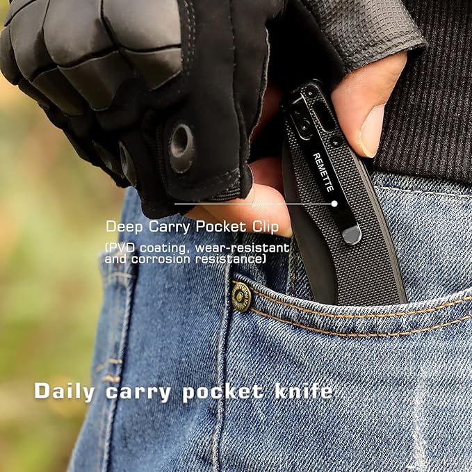 Folding Pocket Knife Handfeel, 9Cr18MoV Blade with G10 Durable Handle,EDC Knife with Clip, SharP Camping knives