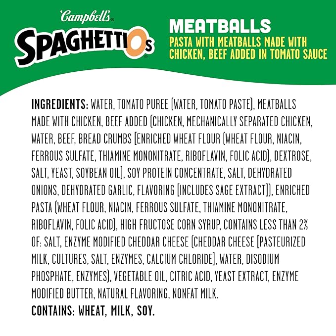 SpaghettiOs Canned Pasta with Meatballs, Healthy Snack for Kids and Adults, 15.6 OZ Can (Pack of 24)