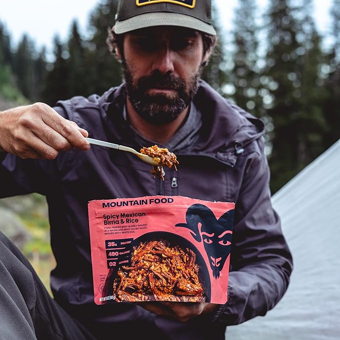 BIGHORN Mountain Food Spicy Mexican Birria and Rice - freeze dried meals for backpacking food - dehydrated camping food for backpacking meal - just add water - great taste - 2 servings