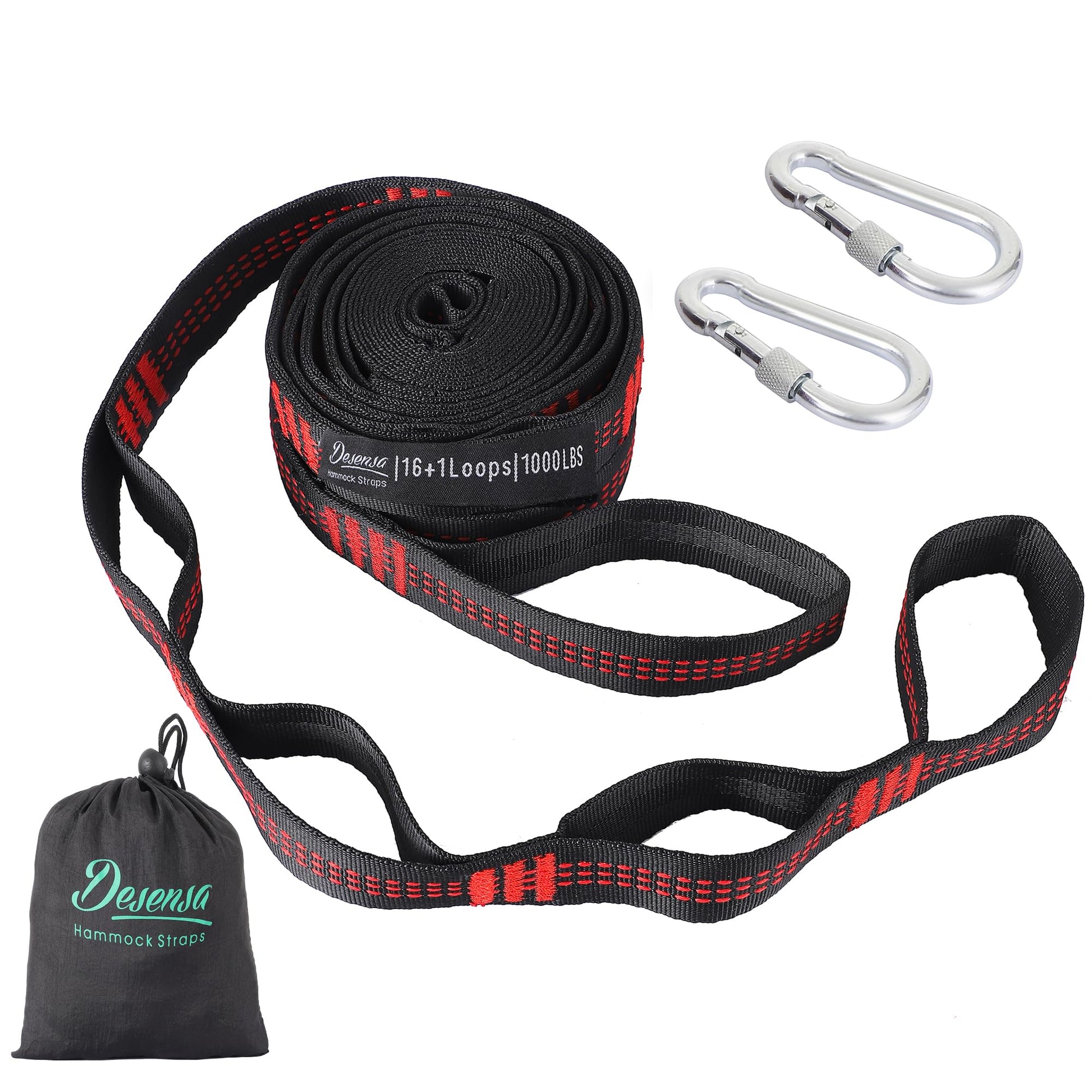 Hammock Tree Straps, Portable 10 FT Long 16+1Loops Adjustable Suspension Straps, 100% No