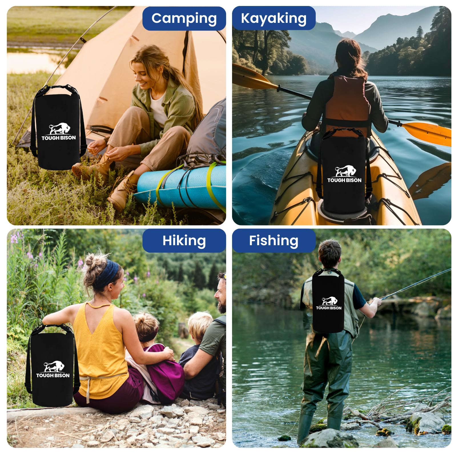 Tough Bison Bear Bag Hanging Kit - 10L Waterproof Bear Proof Food Storage Bag, 2 Straps, Rock Sack