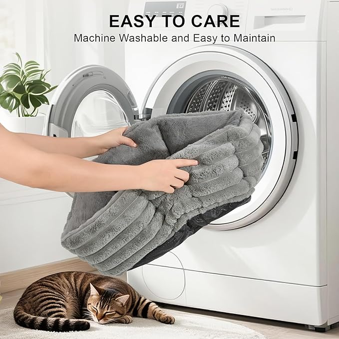 Small Dog Bed for Small Dogs, Cat Beds for Indoor Cats, Pet Bed for Puppy and Kitty, Extra Soft & Machine Washable with Anti-Slip & Water-Resistant Oxford Bottom, Grey, 20 inches